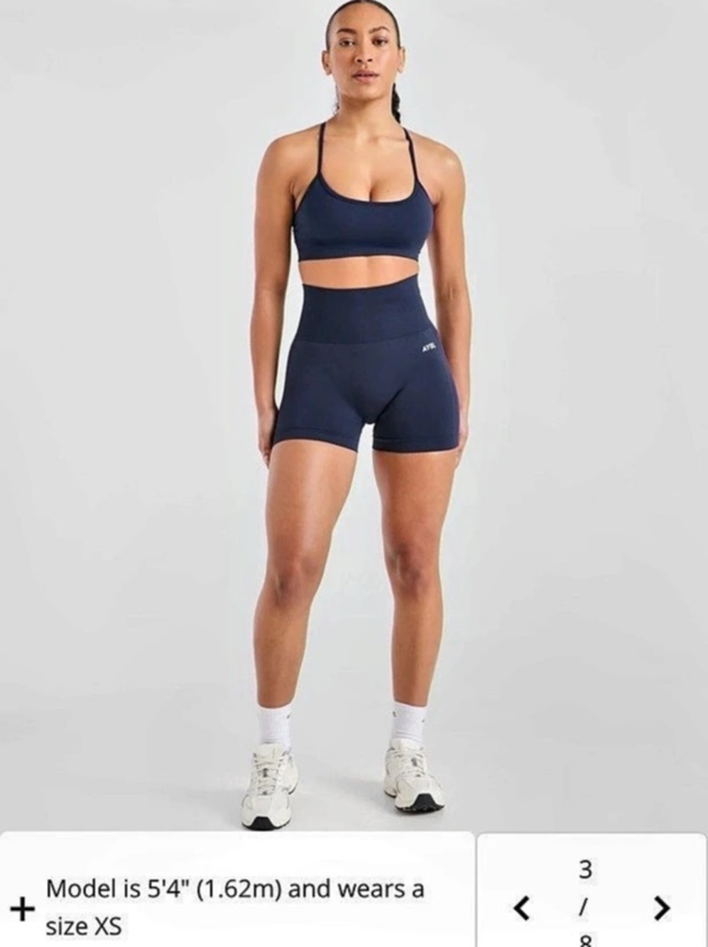 AYBL Empower Seamless Shorts Bra Set Navy Size Large NWT